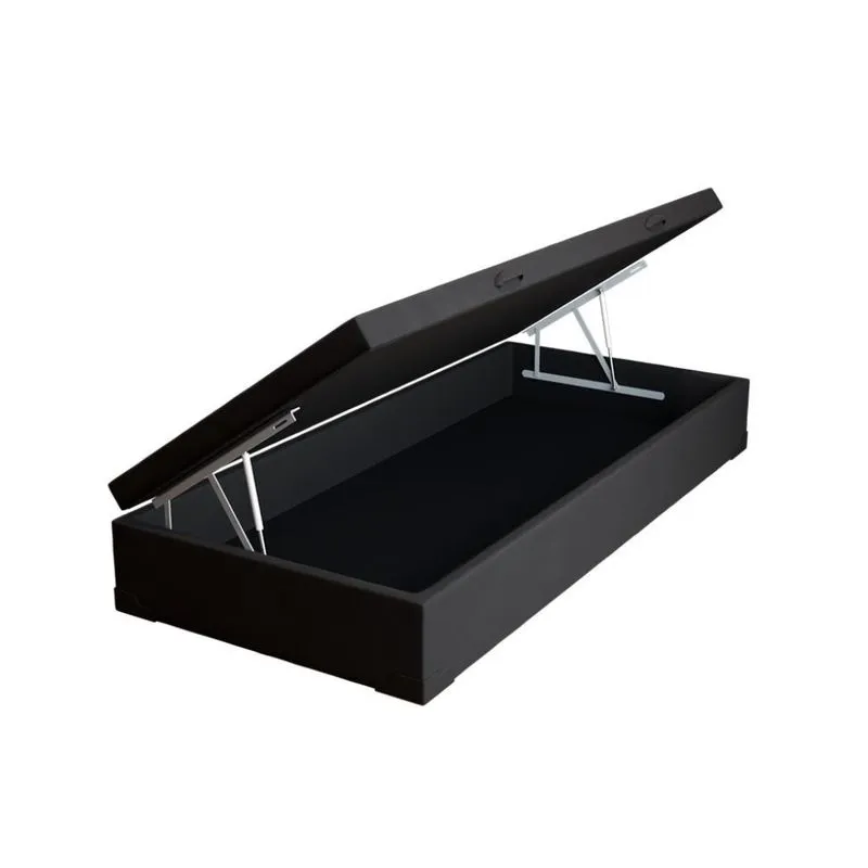 Base para Cama Box com Baú Solteiro Mobly Martin Premium Madeira Suede Preto