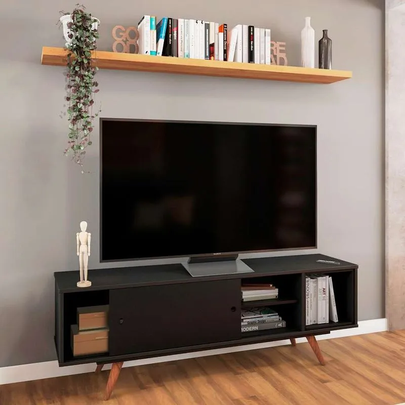Rack Retrô Denner Fosco Preto 162 Cm