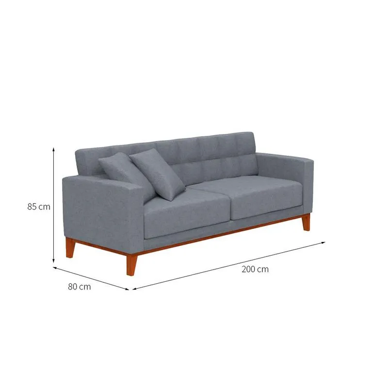 Sofá 3 Lugares Mellby Capitonê Cinza