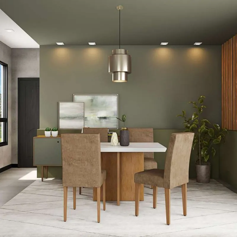Conjunto de Mesa de Jantar Cancún com Tampo de Vidro e 4 Cadeiras Grécia Suede Chocolate