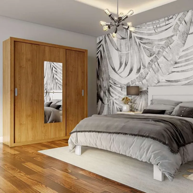 Guarda-Roupa Casal com Espelho Sabrina Premium Imbuia 3 Pt 4 Gv