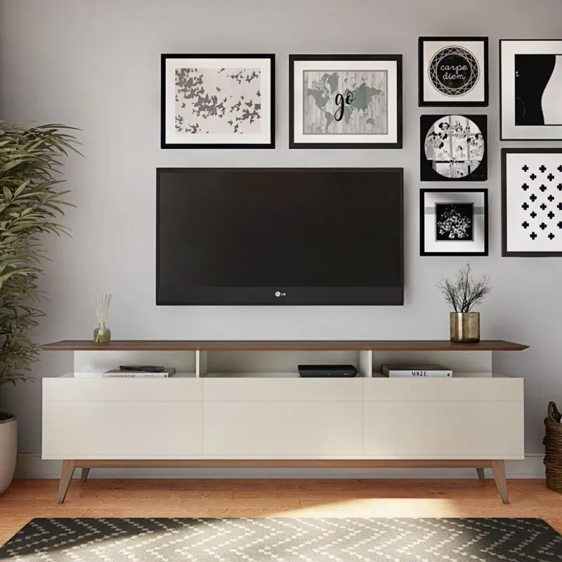 Rack Kingston II 3 GV Off White com Freijó Touch 218 cm