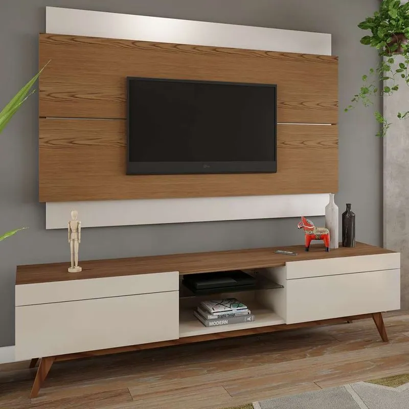 Painel Para Tv 60 Polegadas Manchester I Freijó Com Off White