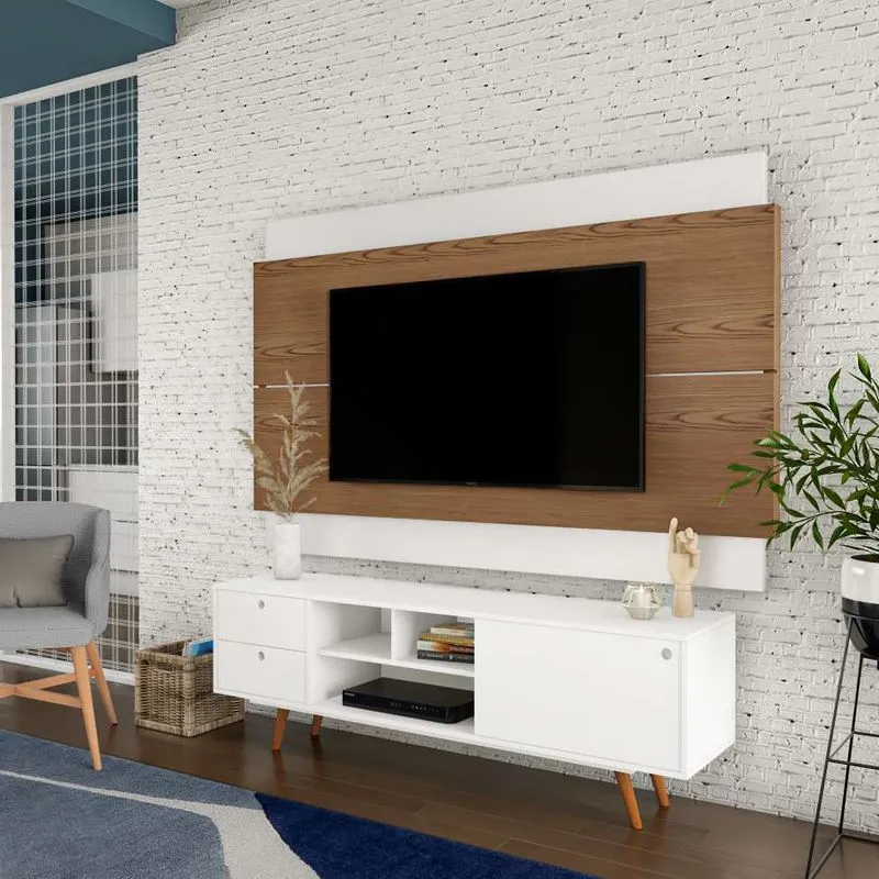 Painel Para Tv 60 Polegadas Oxford I Freijó Com Off White