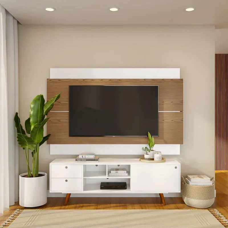 Painel Para Tv 60 Polegadas Cambridge I Freijó Com Off White