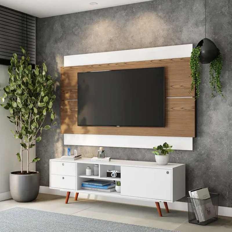 Painel Para Tv 60 Polegadas Bristol I Freijó Com Off White