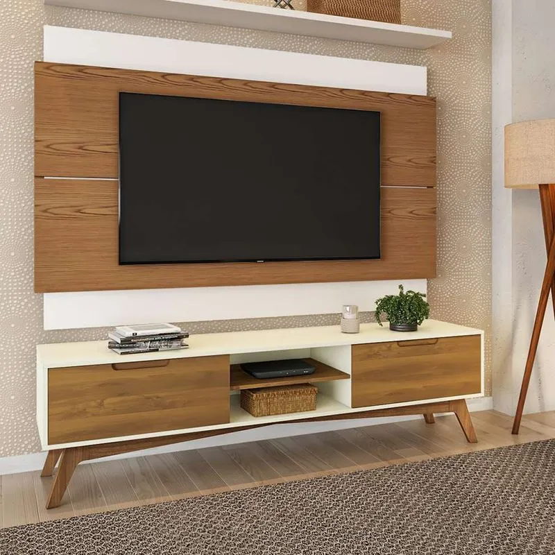 Painel Para Tv 60 Polegadas Kingston I Freijó Com Off White
