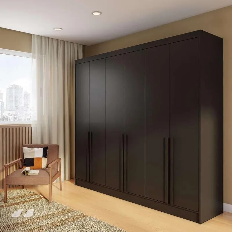 Guarda-Roupa Casal Catarina 6 pt 4 gv Preto 240 cm