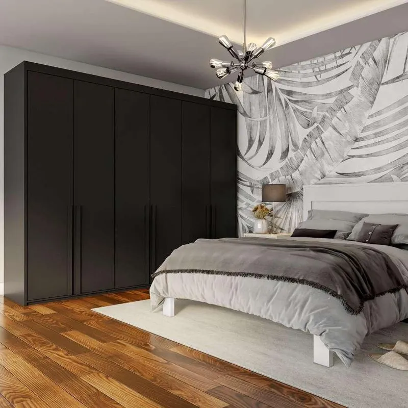 Guarda-Roupa Casal Carolina 6 pt 4 gv Preto 240 cm
