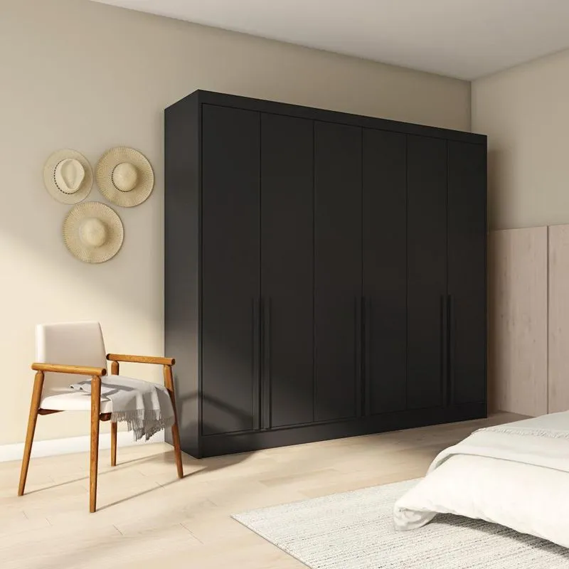 Guarda-Roupa Casal Isabel 6 pt 4 gv Preto 240 cm