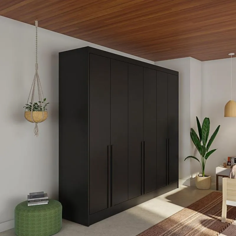 Guarda-Roupa Casal Anita 6 pt 4 gv Preto 240 cm