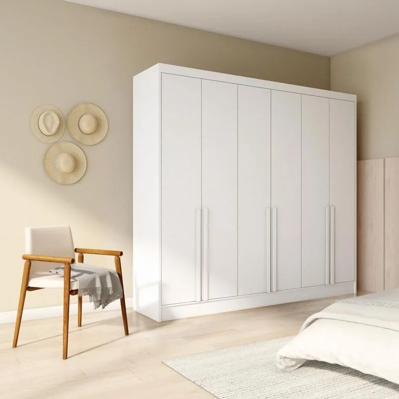 Guarda-Roupa Casal Leonor 6 pt 4 gv Branco 240 cm