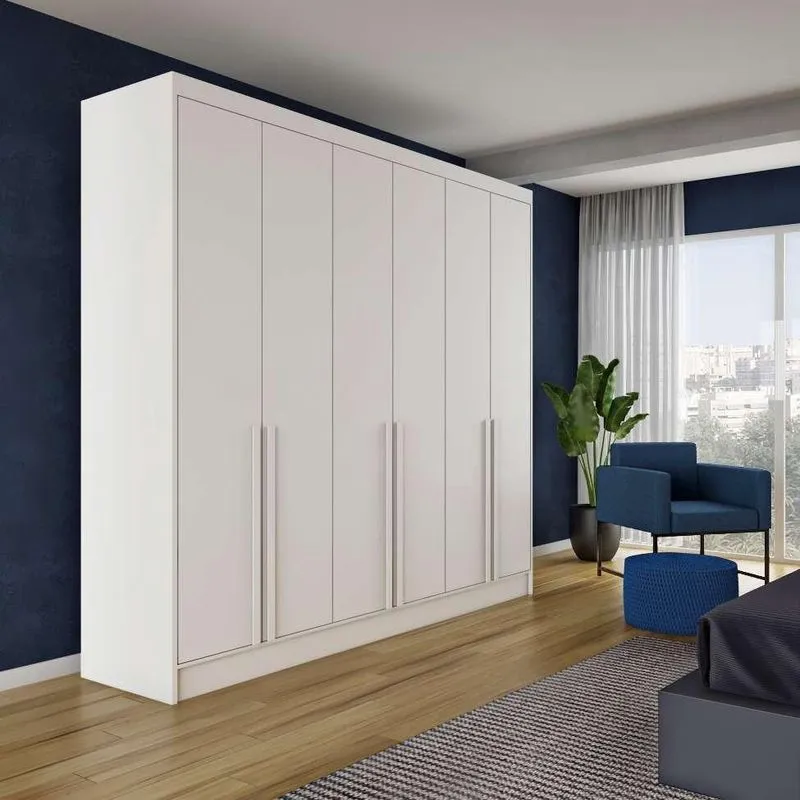 Guarda-Roupa Casal Matilde 6 pt 4 gv Branco 240 cm