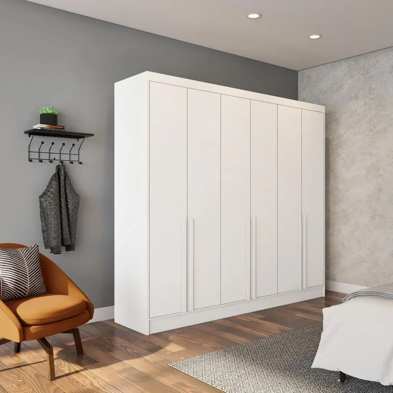 Guarda-Roupa Casal Carolina 6 pt 4 gv Branco 240 cm