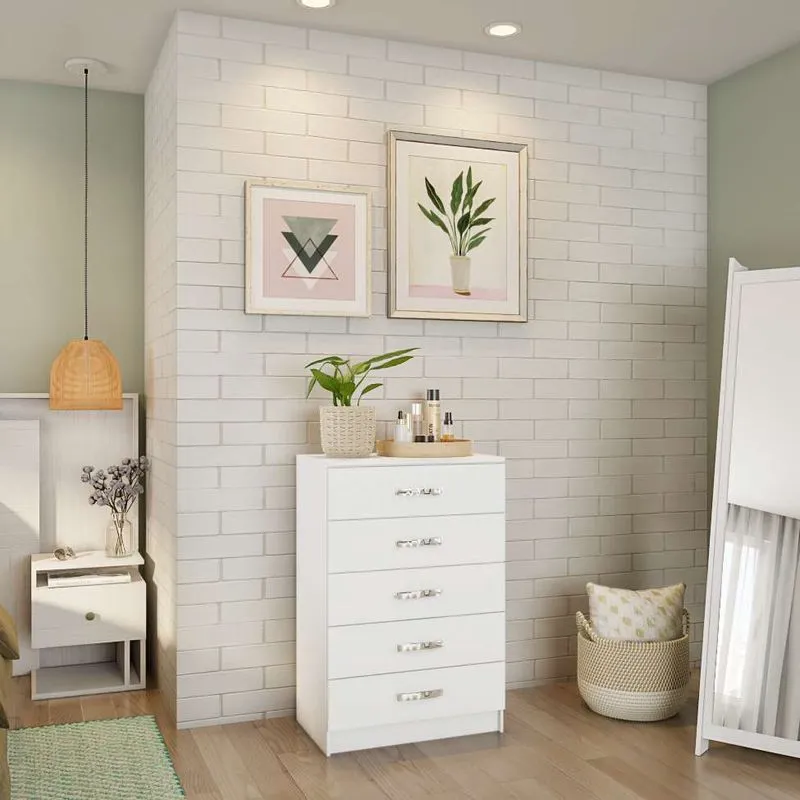 Cômoda 5 Gavetas Evidência Deméter Branco