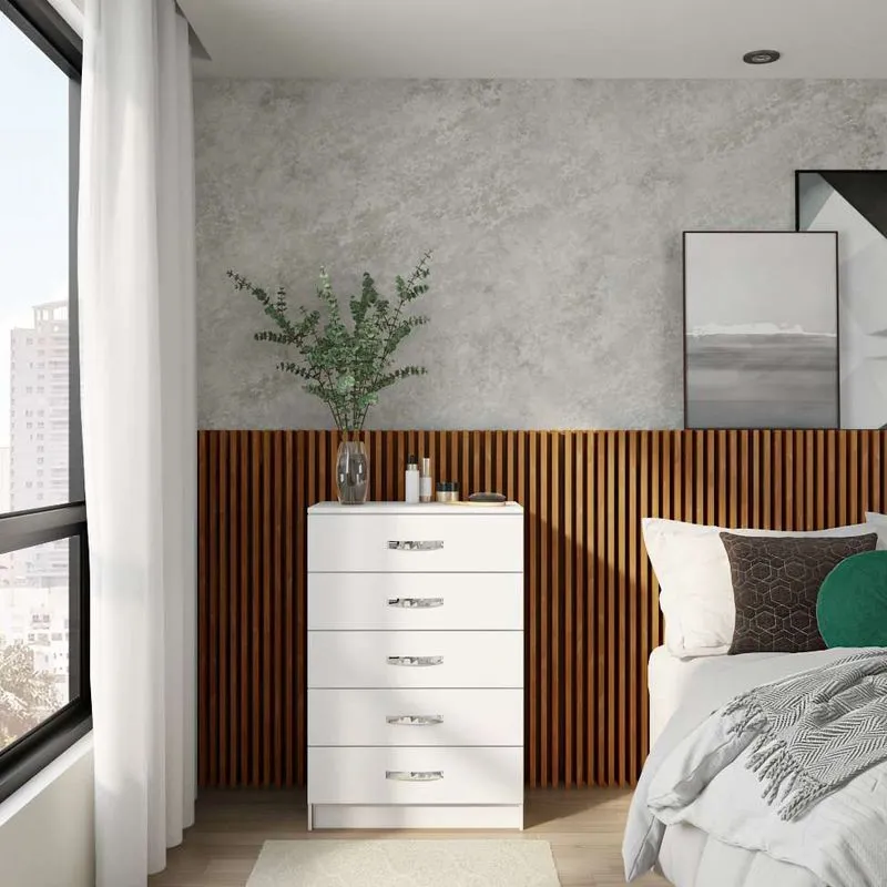 Cômoda 5 Gavetas Evidência Gaia Branco