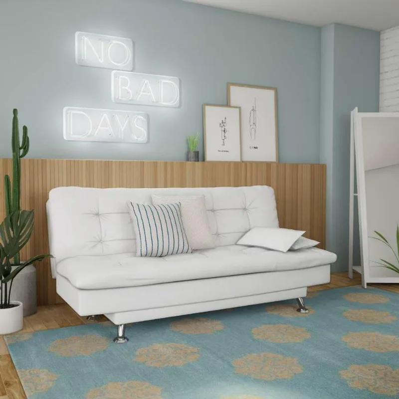 Sofá-Cama 3 Lugares Casal Autenticidade Branco
