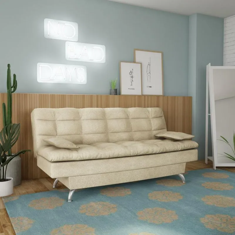 Sofá-Cama Reclinável Casal Mobly Excelência Suede Velvet Bege