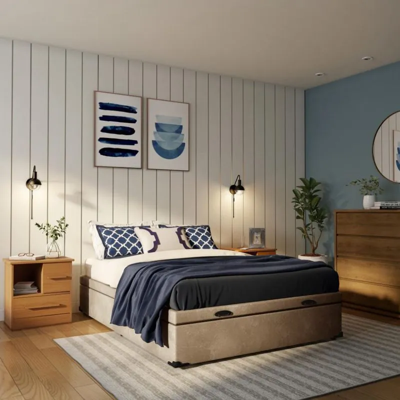 Base para Cama Box com Baú Casal Mobly Maci Suede Bege