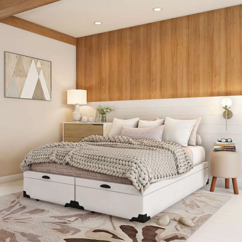 Base para Cama Box com Baú Queen Mobly Madalynn Madeira Maciça Branca