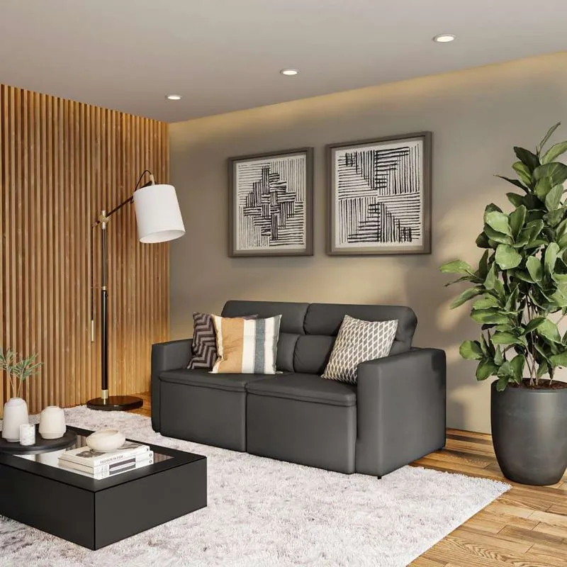 Sofá Retrátil e Reclinável Mobly Wuppertal Suede Grafite 180 cm
