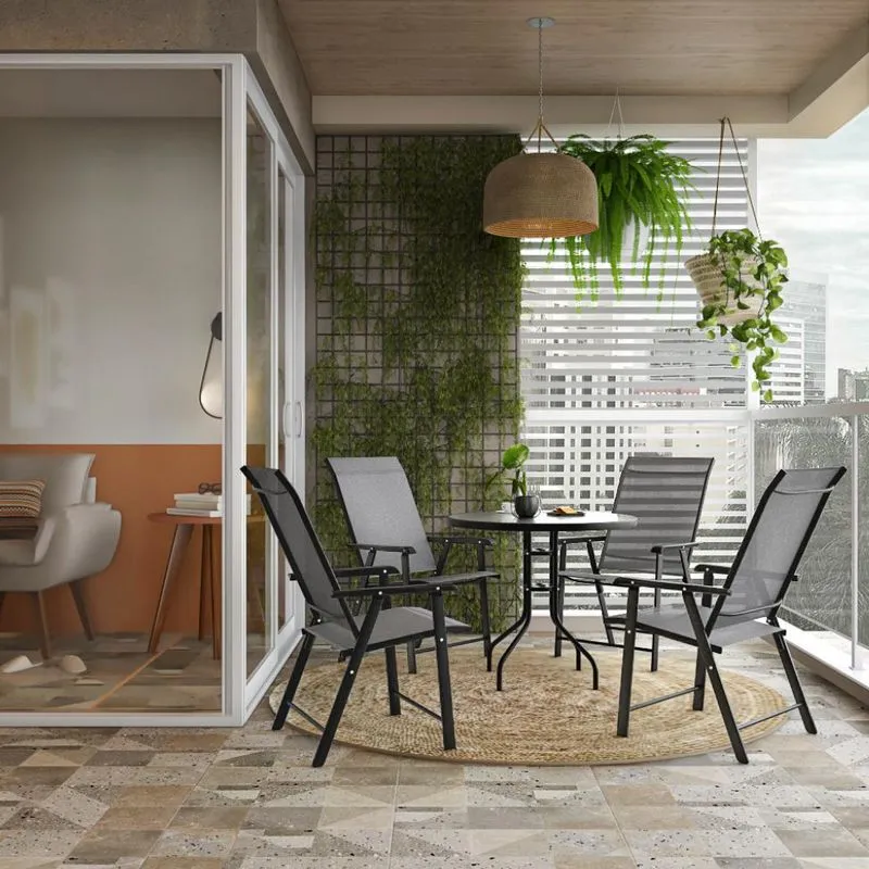 Conjunto para Área Externa França com 1 Mesa e 4 Cadeiras