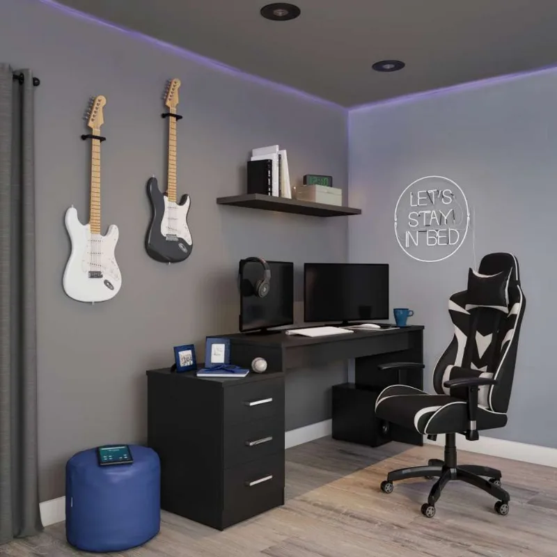 Cadeira Gamer Competence Preta e Branca - Mobly