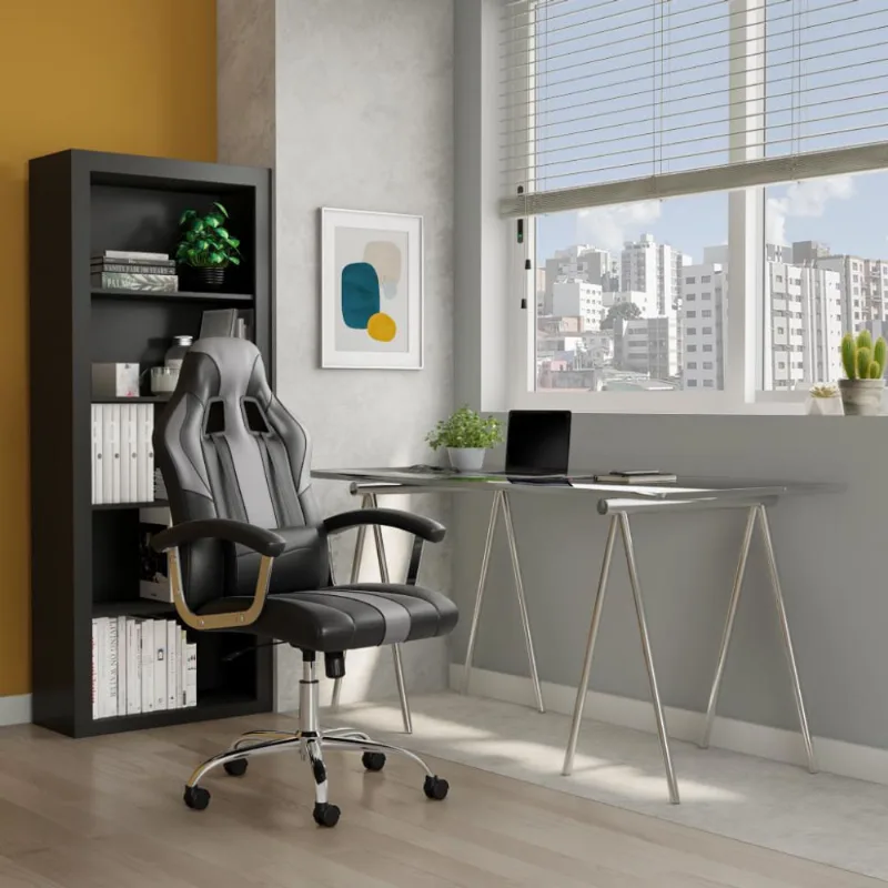 Cadeira Gamer Onça Preta e Cinza