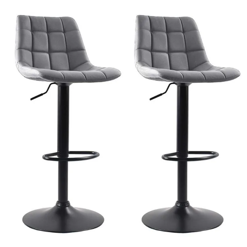 Conjunto com 2 Banquetas Giratórias Kinney Cinza