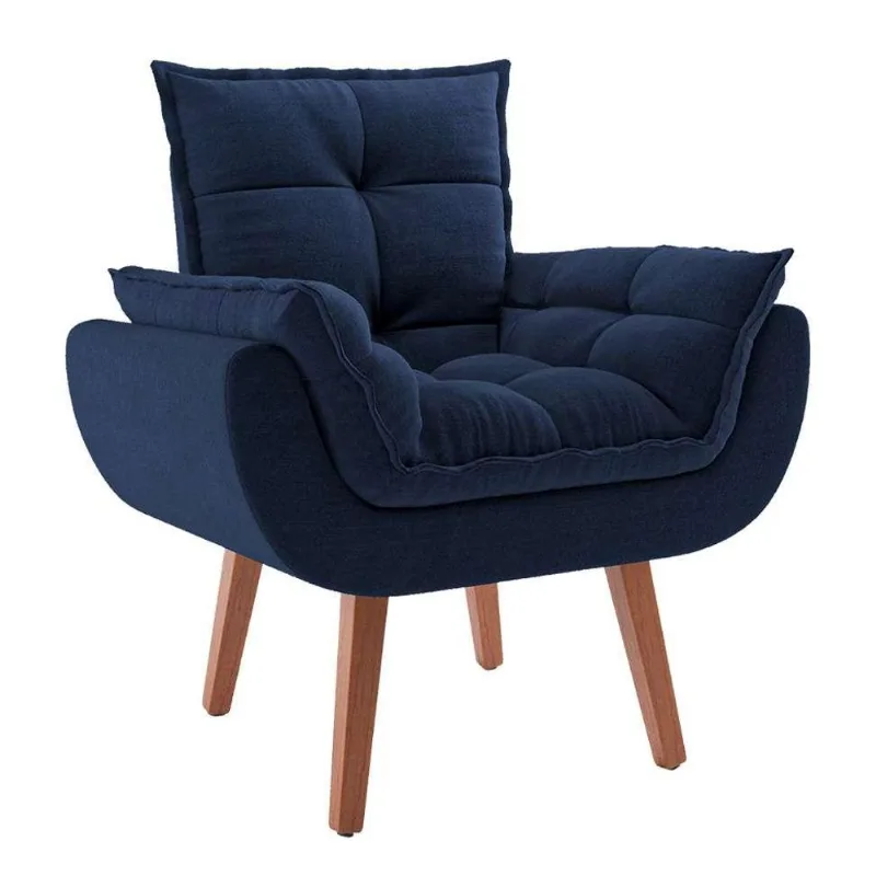 Poltrona Lidi Suede Azul Marinho