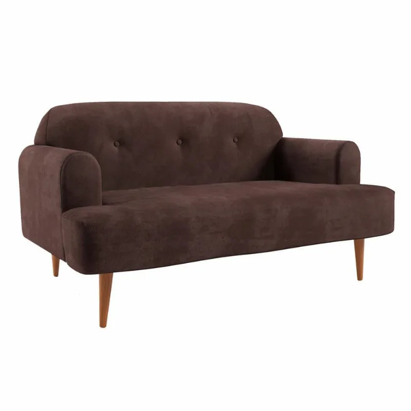 Sofá 2 Lugares Kiev Velosuede Marrom 130 cm