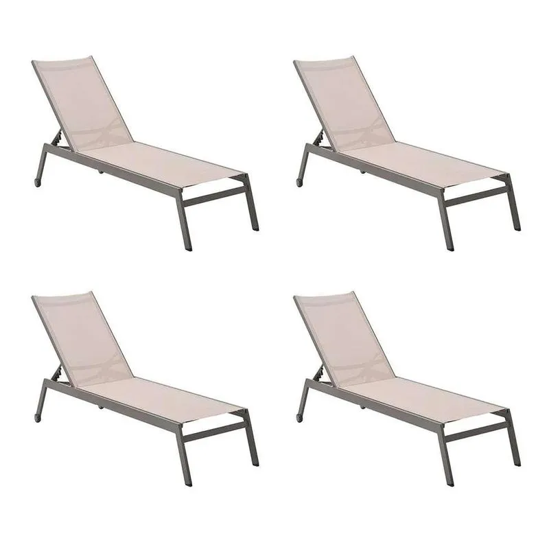 Conjunto com 4 Espreguiçadeiras Itagua Bege