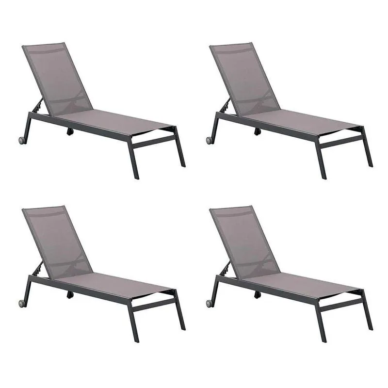 Conjunto com 4 Espreguiçadeiras Itagua Grafite