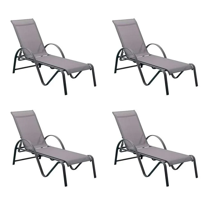 Conjunto com 4 Espreguiçadeiras Búzios Grafite