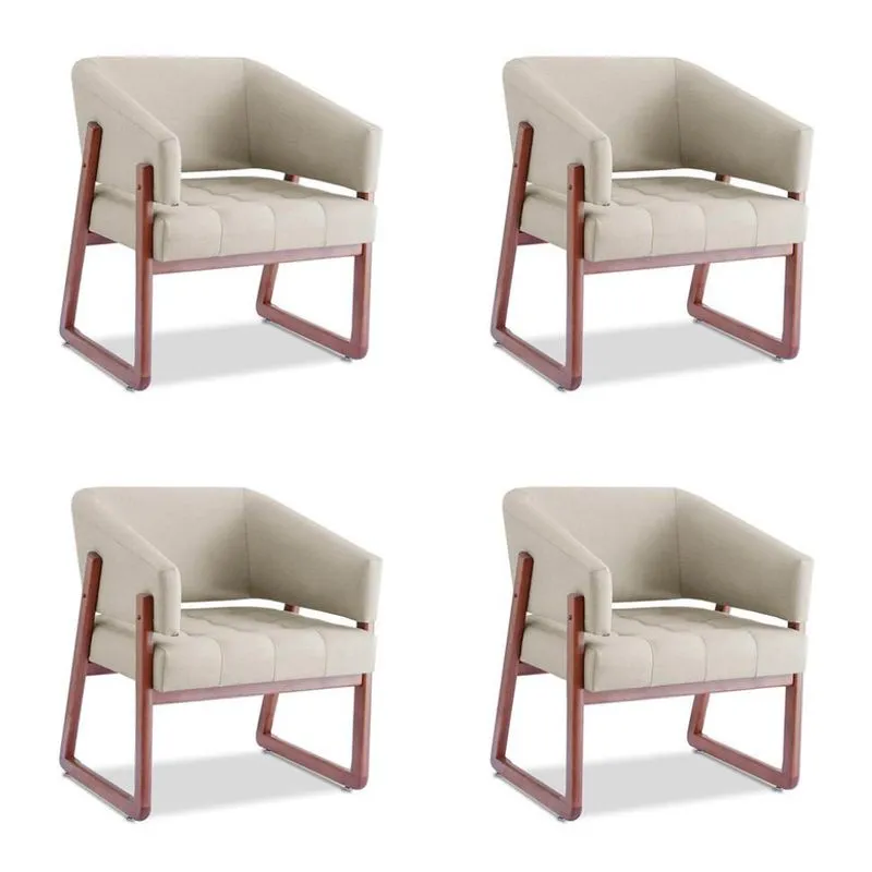 Conjunto com 4 Poltronas Air Areia