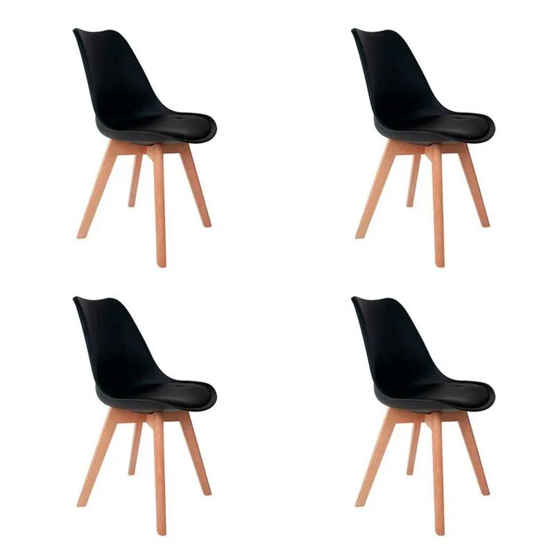 Conjunto com 4 Cadeiras Saarinen Wood Preto