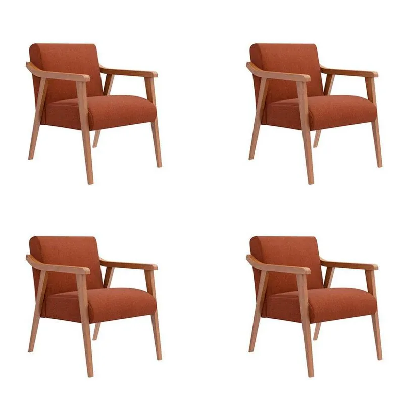 Conjunto com 4 Poltronas Flávia Marrom e Nogueira