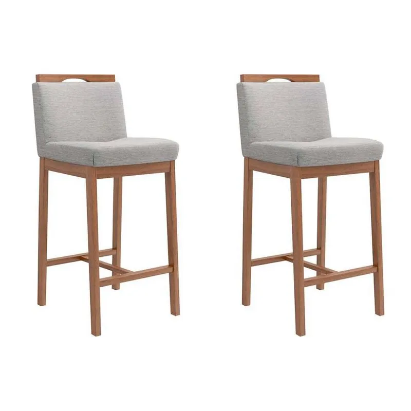 Conjunto com 2 Banquetas Dani Cinza e Nogueira