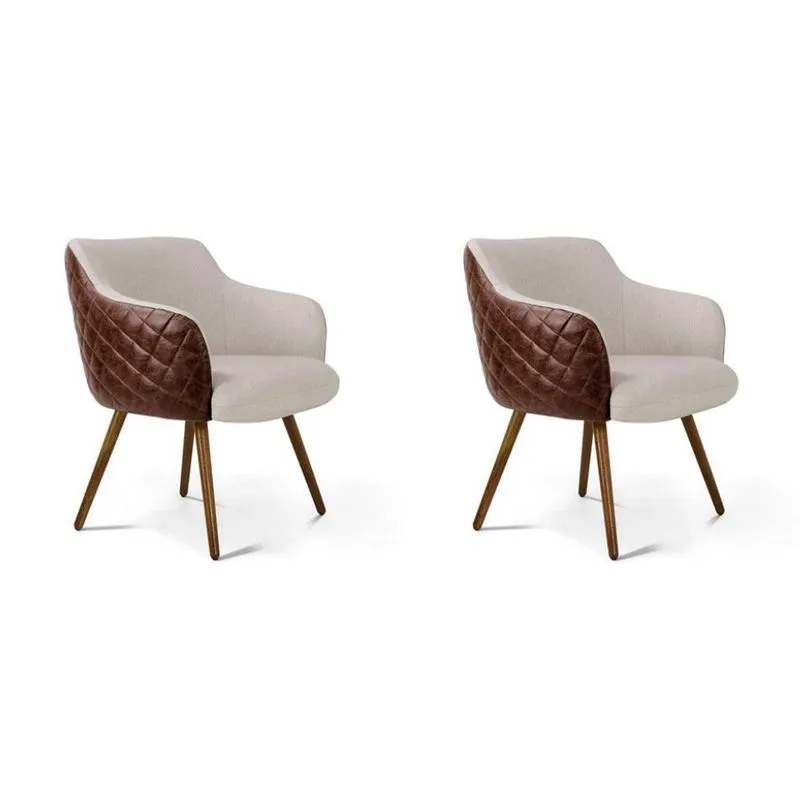 Conjunto com 2 Poltronas Jasmin Tressê Marrom e Bege