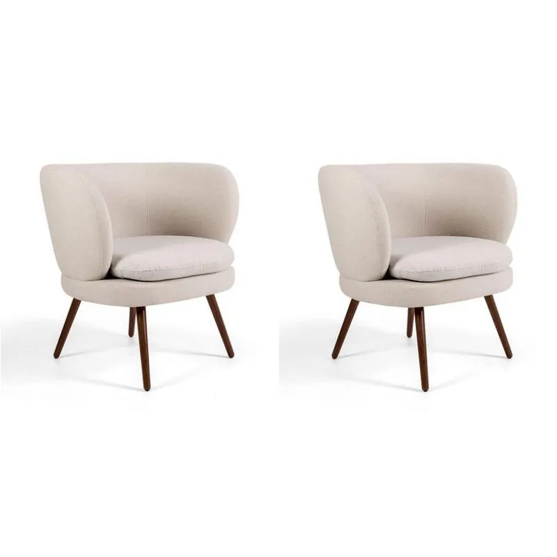 Conjunto com 2 Poltronas Eliza com Pé Palito Bege