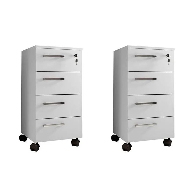 Conjunto com 2 Gaveteiros Paris 8 GV Branco