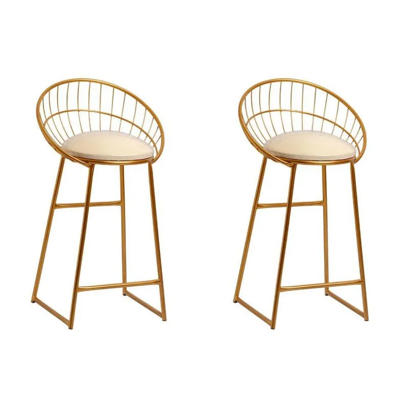 Conjunto com 2 Banquetas Circular Dourado
