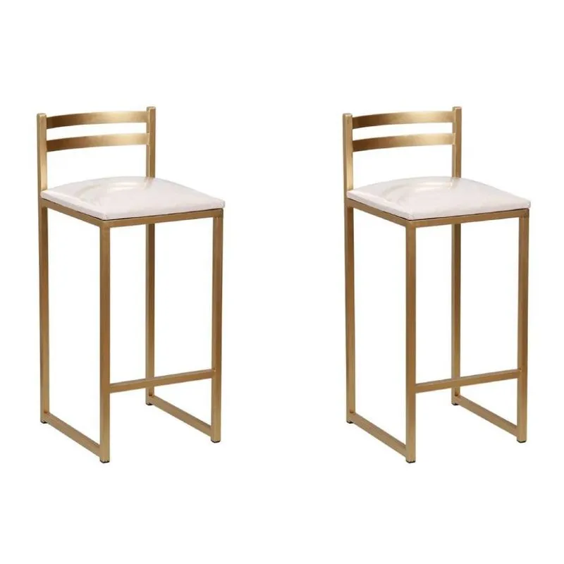 Conjunto com 2 Banquetas Oxford Branco e Dourado
