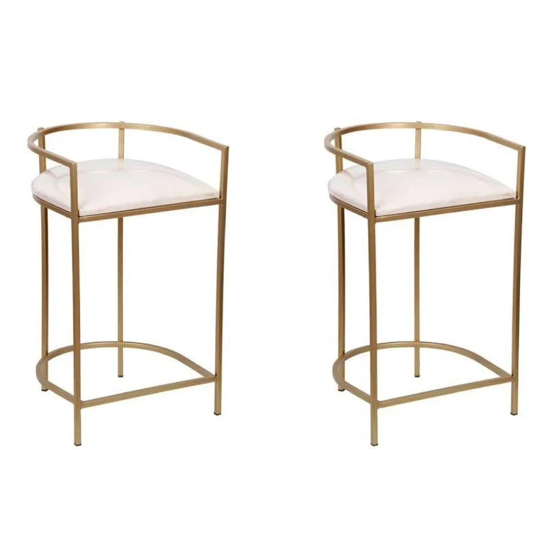 Conjunto com 2 Banquetas Orion Branco e Dourado