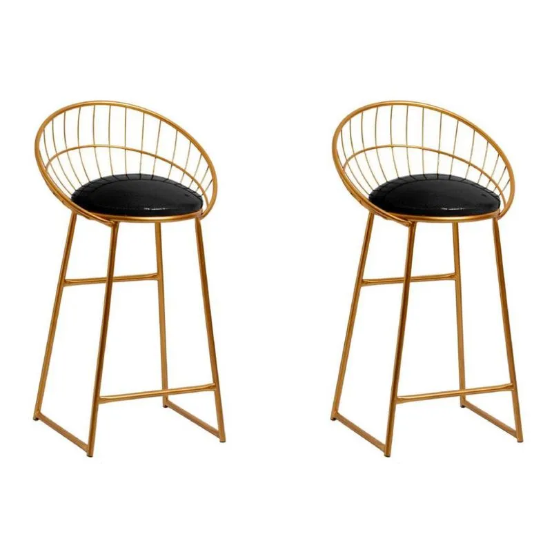 Conjunto com 2 Banquetas New Preto e Dourado