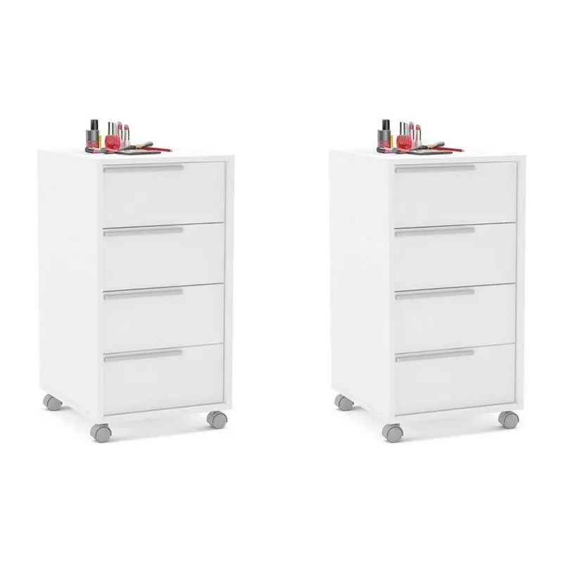 Conjunto com 2 Gaveteiros Maia 8 gv Branco