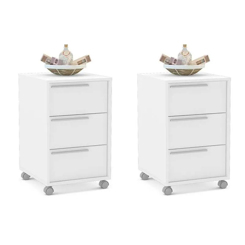 Conjunto com 2 Gaveteiros Maia I 6 gv Branco
