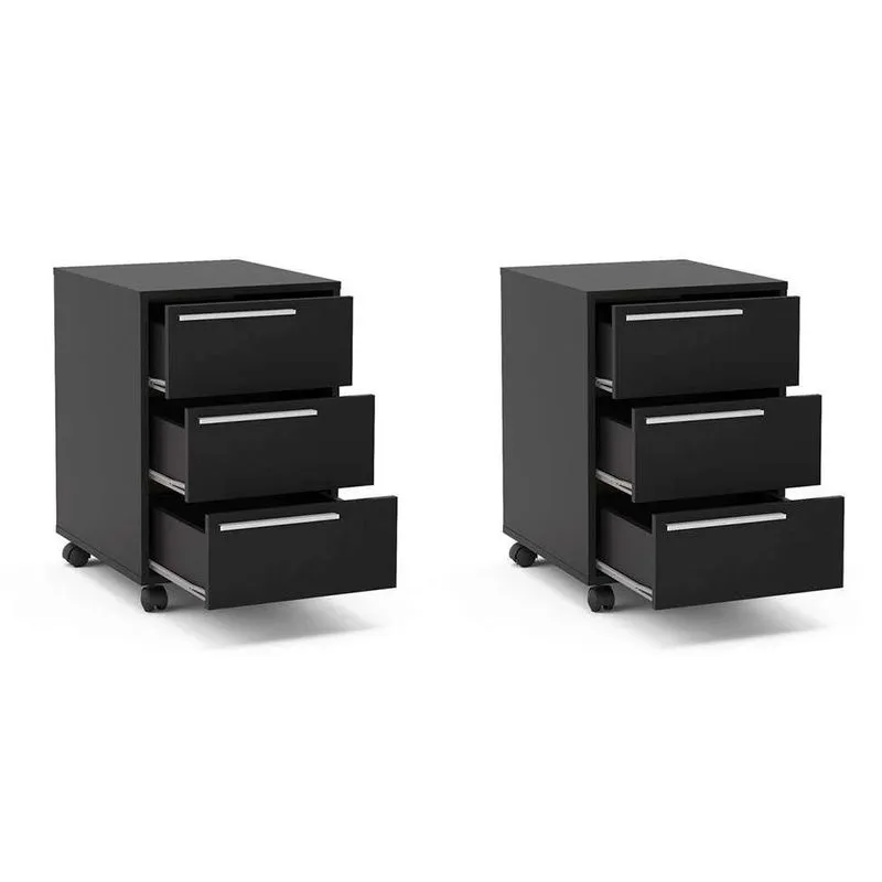 Conjunto com 2 Gaveteiros Maia I 6 gv Preto