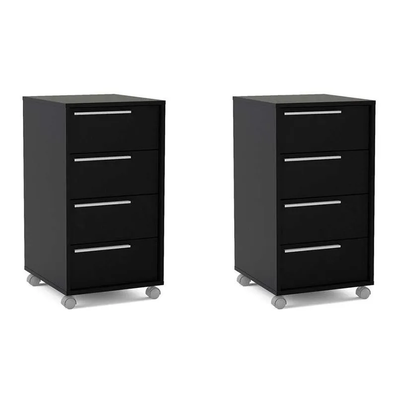 Conjunto com 2 Gaveteiros Maia 8 gv Preto