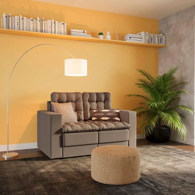 Sofá Retrátil 2 Lugares Mobly Paderborn Suede Bege 140 cm
